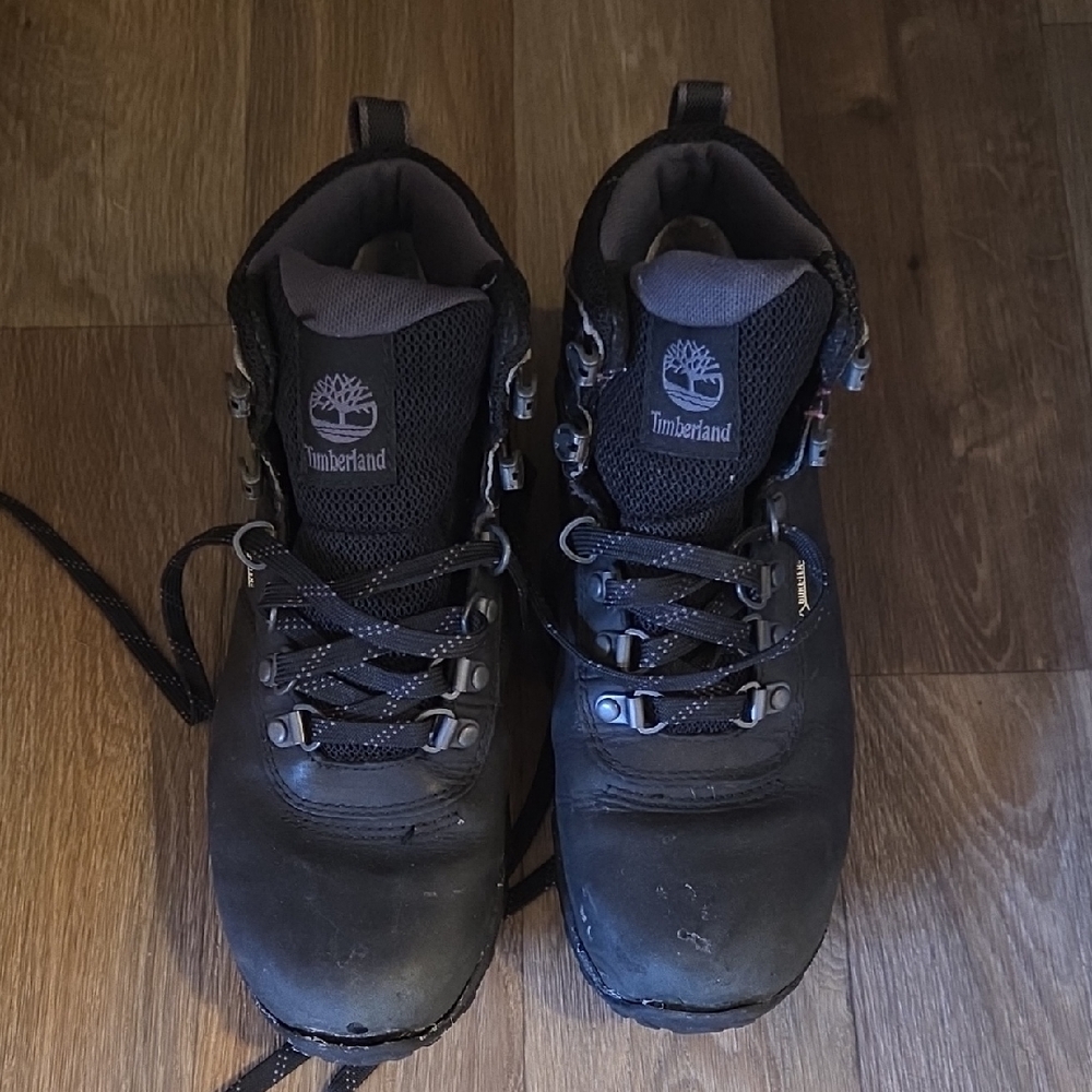 Timberland Women's Black Hiking Boots with Gray Accents